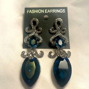 Turquoise formal rhinestone earrings